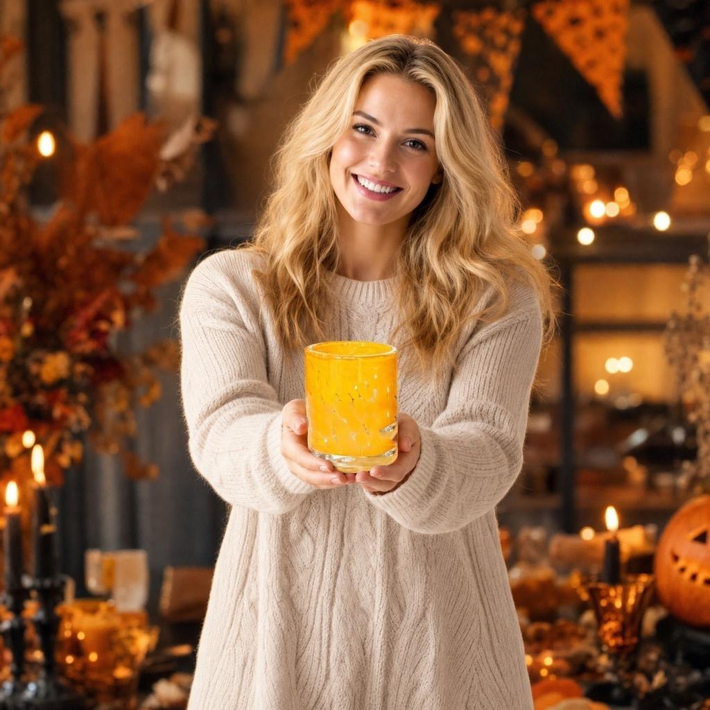 Halloween Flower Patch Dot Pattern Glass Cup Decorative Drinking Glass