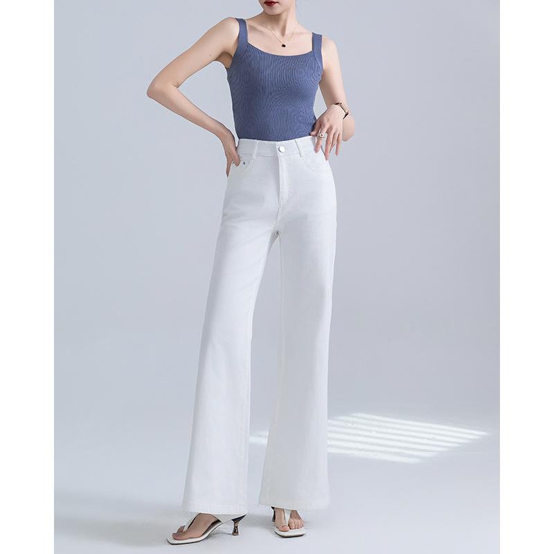 

Белые джинсы с тройной защитой для женщин, новинка лета, универсальные прямые брюки клеш микро с высокой посадкой L