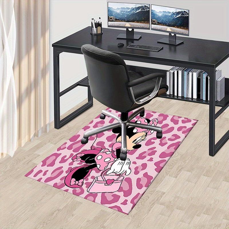 

Office Carpet, Desk Mat, Gift for Home Decor, Minnie Mouse Theme Rug, Pink Leopard Print Floor Covering, Cute Cartoon Decoration, Soft and W 60cm by 90cm