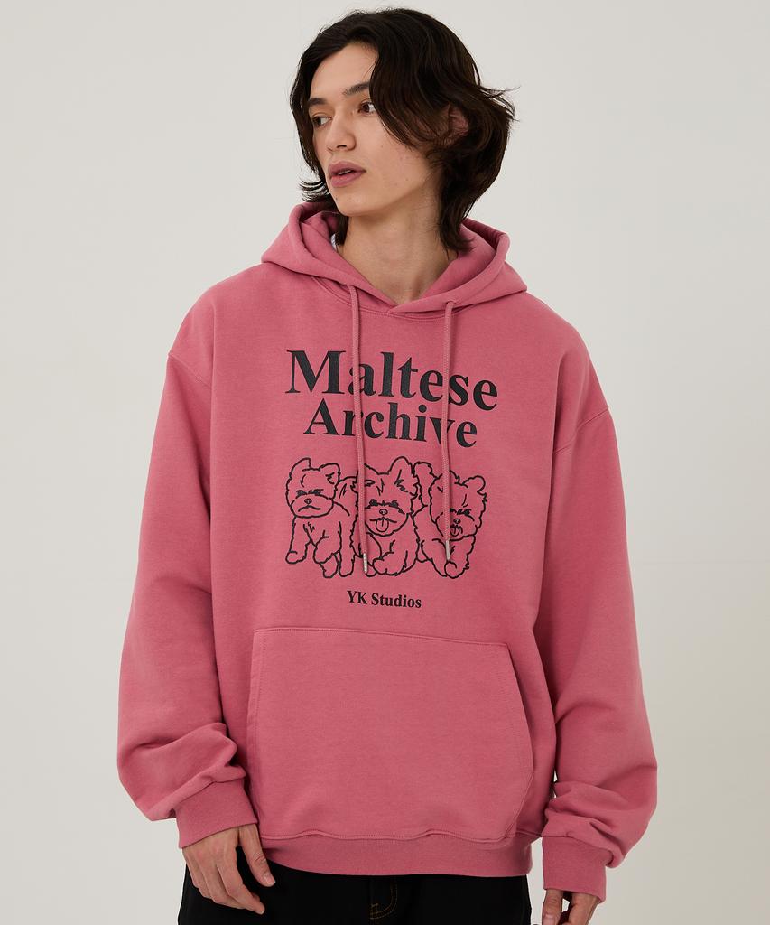 Maltese Archive Line Graphic Hoodie Dust Pink
