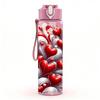 1PC Red White Heart Rose Abstract Print 750ml Color Plastic Sports Water Bottle Leakproof Flip Straw Lid Suitable for Sports Office Home Use