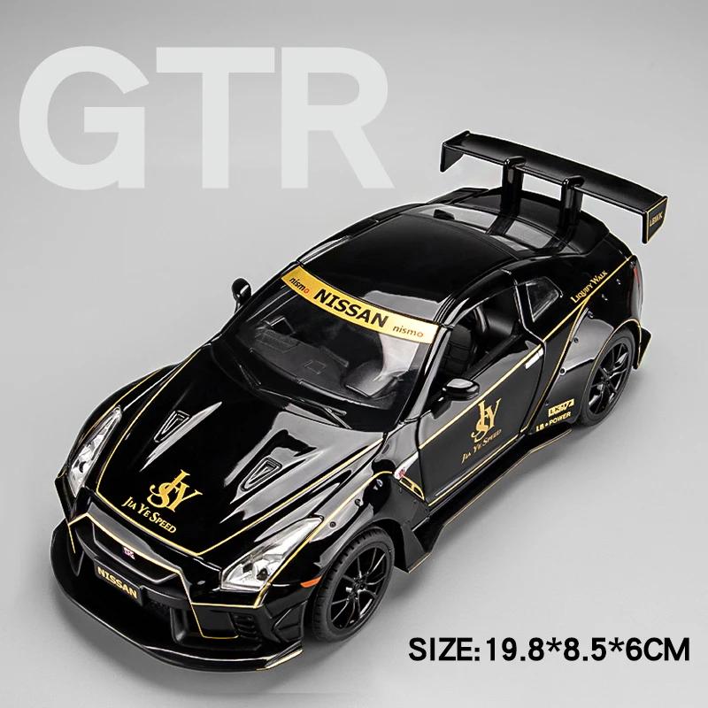 1/22 Nissan GTR Alloy Model Car Diecast Metal Toy Car Sound & Light Children Boys Toys Vehicle Collection Gifts A594