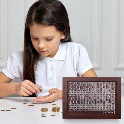 Drewniana Skarbonka z Licznikiem 1000/2000/3000/5000/10000 Euro Skarbonka Pojemnik na Monety i Gotówkę Dzieci Dorośli