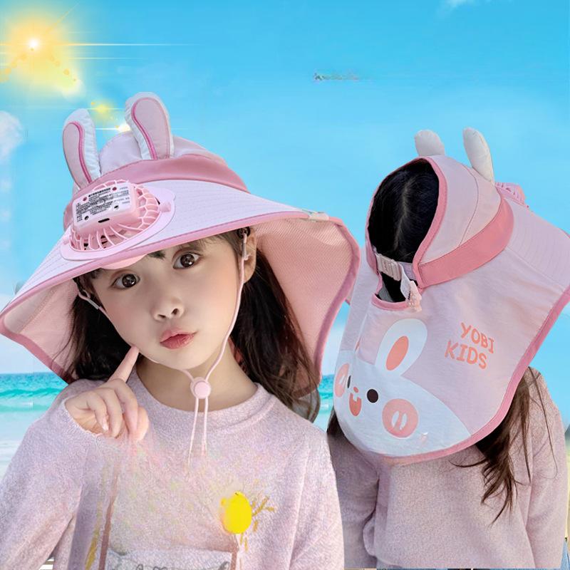 Smart Voice Control Fan Hat Summer Children's Sun Protection Sun Hat Boys and Girls Mesh Breathable Shawl Hat Sun Hat