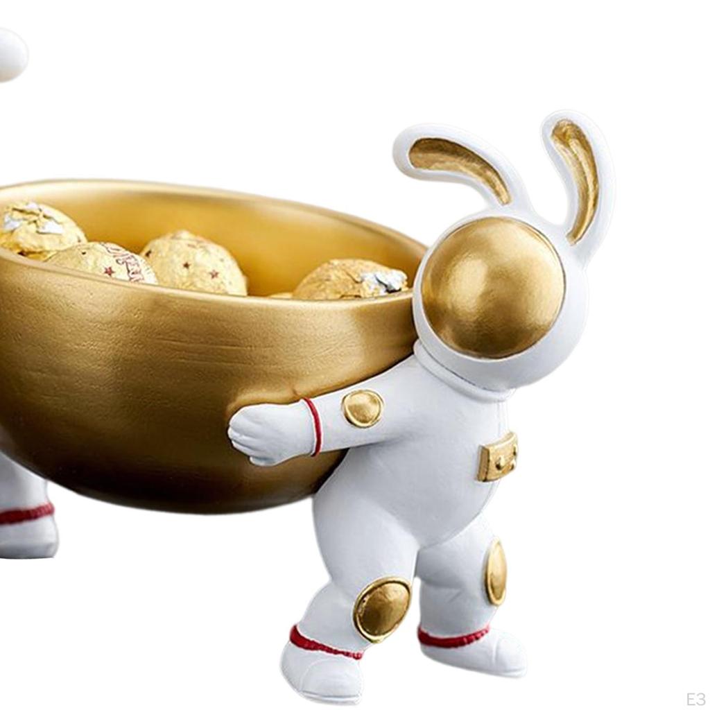 Bunny Astronaut Holder Fruit Sundries Sweets Bowl Figurine Vanity Decoration for Dresser Easter Gift