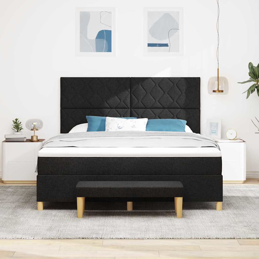 Boxspring Bed with Headboard Black 200 x 180 cm Fabric