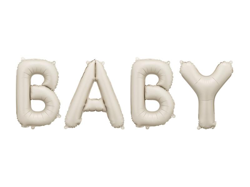 Folieballon met Opschrift  Baby  - Beige, 140X43 Cm