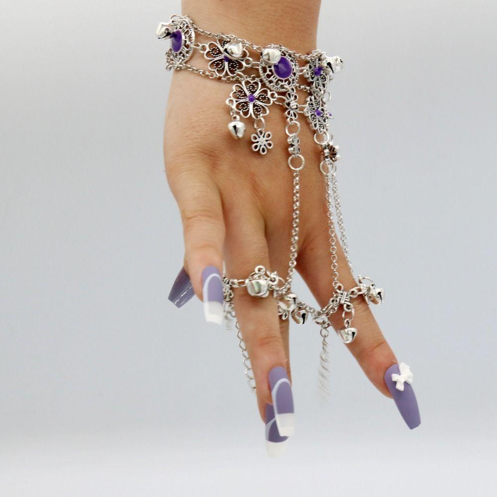 Bohemian Bell Bracelet Flower Hand Chain Fashion Vintage Bracelet  Festival
