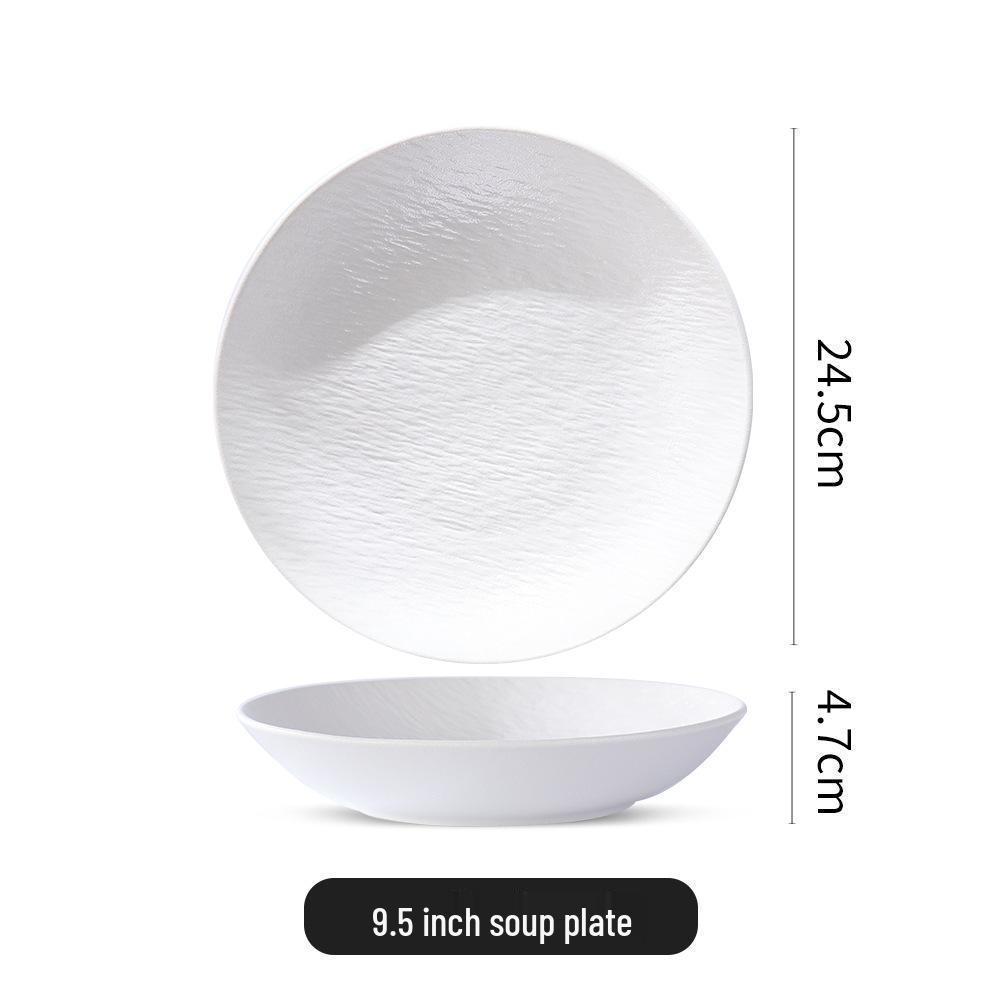 Nordic Stone Pattern Ceramic Soup and Salad Bowl, Deep Dish Tableware, Black/White.