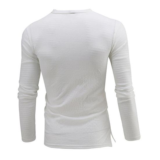 Deep V-neck Men T-shirt Long Sleeve Thin Elastic Quick Drying Summer Solid Color Slim Fit Tee Top Streetwear