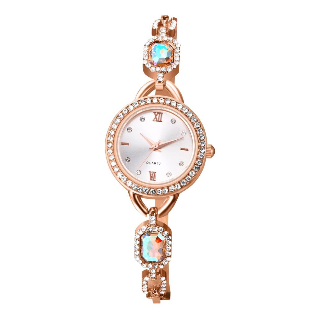 Bracelet Watch with Diamonds and Colored Roman Sunrise Analog Quartz Round Stylish Accessory Day Gift Women's Stones Small, Waterproof, Numerals,