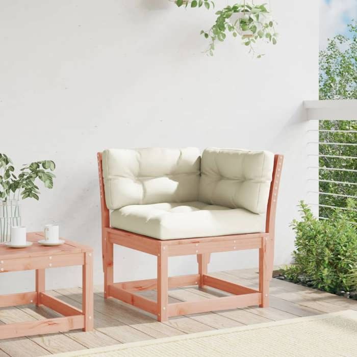 VidaXL Canapé d'Angle de Jardin avec Coussins, Chaise Sectionnelle, Siège avec Dossier, Meuble de Terrasse Patio, Bois 844687