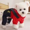 Moletom Estiloso Macacão para Cachorro, Roupa de Quatro Patas para Cachorro, Bordado de Urso Fofo, Macacão Jeans Macacão Roupas para Cachorros Pequenos