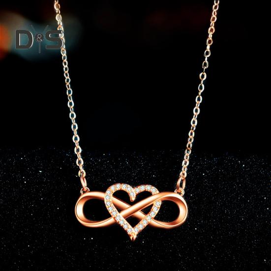 Collier Cœur Infini pour Femmes Collier Pendentif Cœur d'Amour Zircone Cubique Cadeaux Romantiques d'Anniversaire pour Petite Amie Épouse