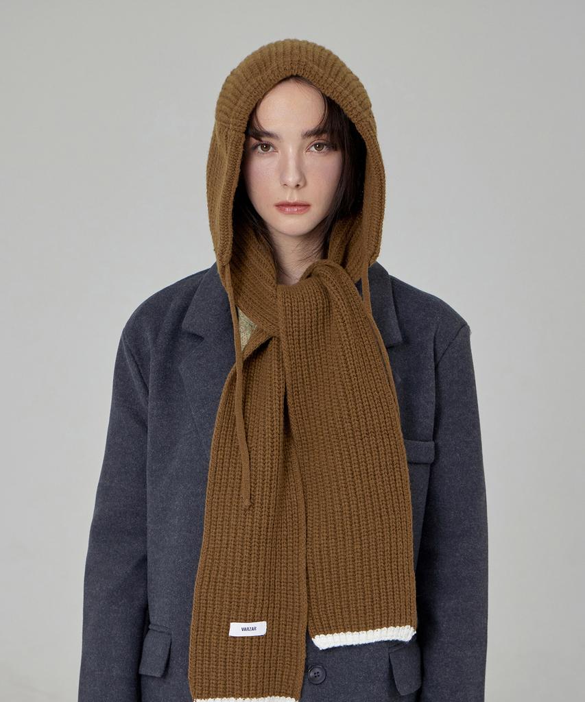 Bajal Logo Label Hooded Muffler Brown