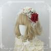 Original Handmade Halloween Ghost Bride Cos Dress Up Hair Accessories White Lace Veil Blood Drop Mesh Flower Women's Headdress