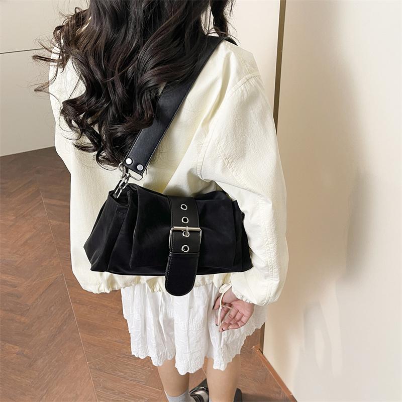Modische Breite Lederriemen Schultertasche Große Kapazität Y2k Achseltasche Kunstwildleder Damen Klappe Pendler Handtasche