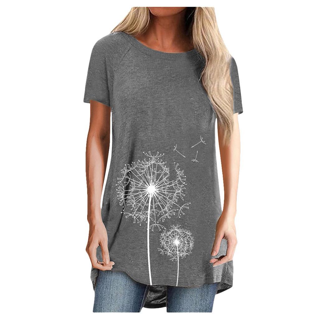Women's Plus Size  Print T-shirt Short Sleeves Casual Blouse Loose Tops