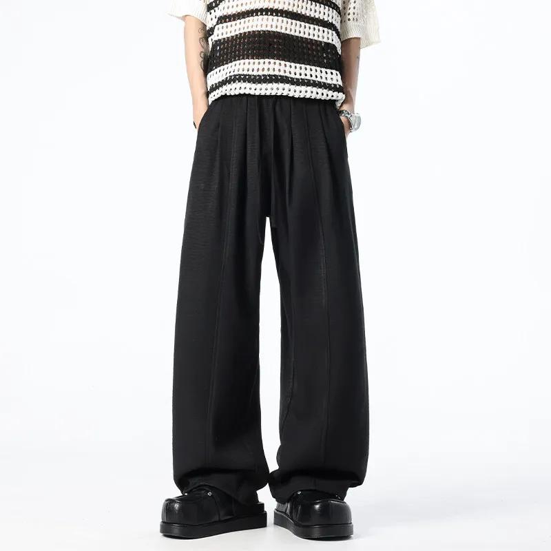 Summer Breathable Imitation Linen Pants Men Casual Trousers Women Trendy All-Match Long Pants Lightweight Daily Streetwear Pants