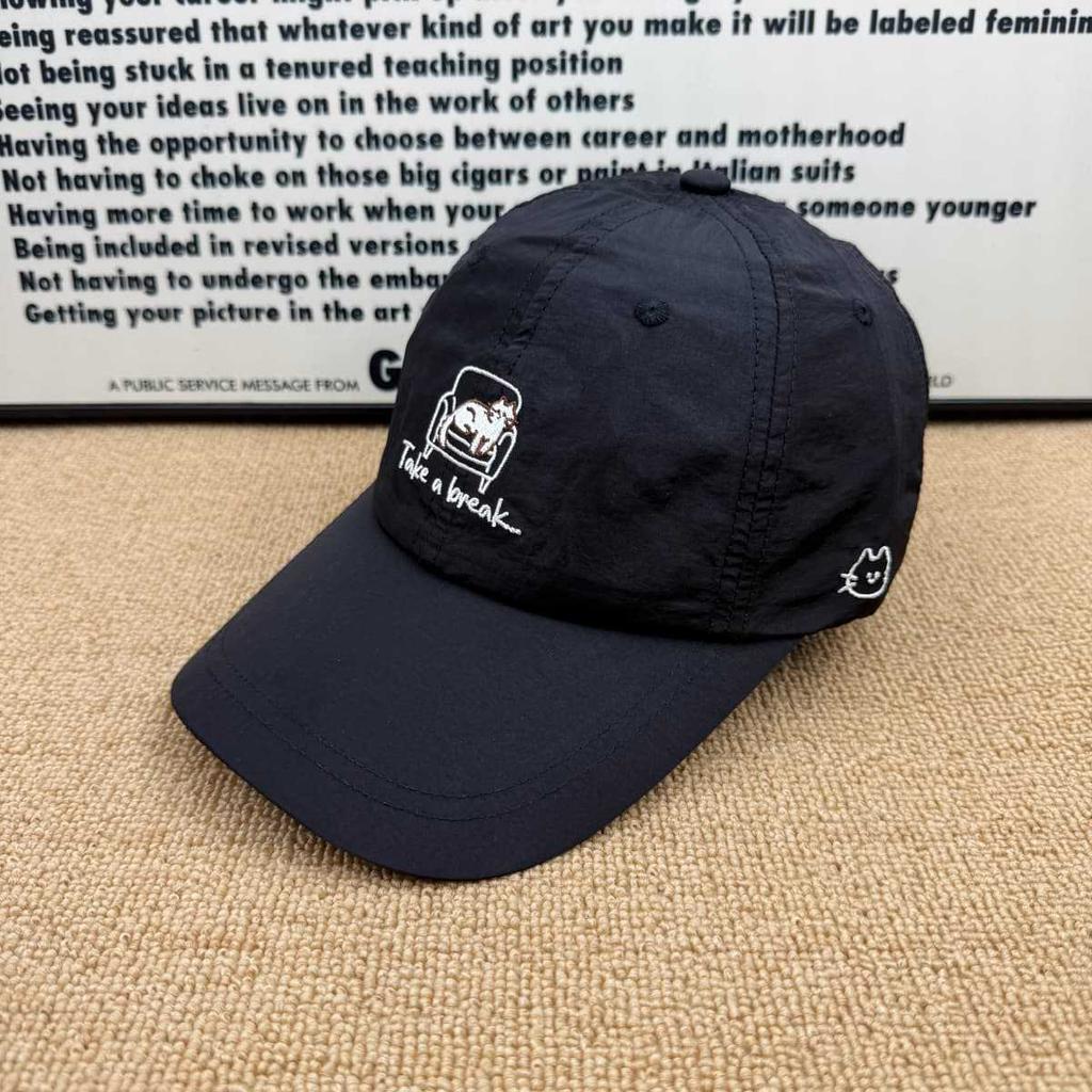 Lazy cat embroidery quick-drying baseball cap women's summer light and breathable sunshade cap men's outdoor sunscreen hat