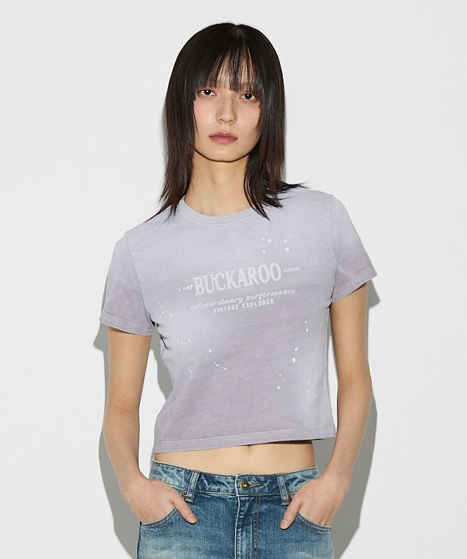 Burkeru Women S 20-Count Single Painted Washed Crop Short Sleeve T-Shirt Dark Purple Dark Purple_Xs