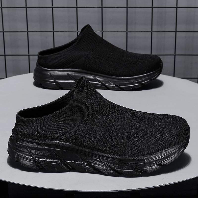 

Women s Sandals Men Backless Slippers Summer Couple Slip on Mule Socks Shoes Men Black White Clogs Over Sized EU: 36 чёрный