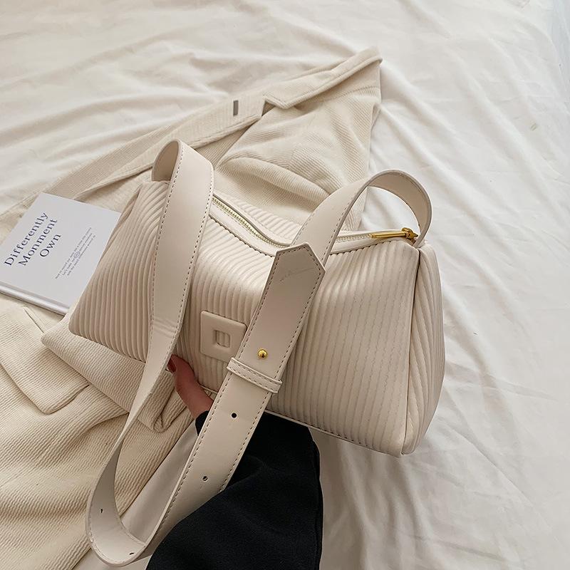 

Women s bag bag summer versatile new fashion striped shoulder messenger bag temperament pillow bag білий