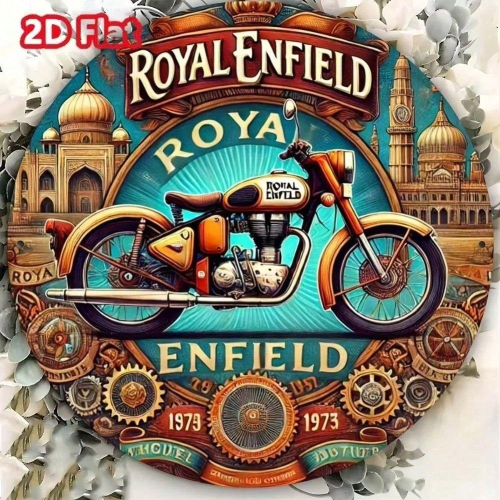 Segno Metallico Vintage Motocicletta Royal Enfield Decorazione Murale, Poster in Latta Arte Garage Retrò per Casa Bar Man Cave Regalo