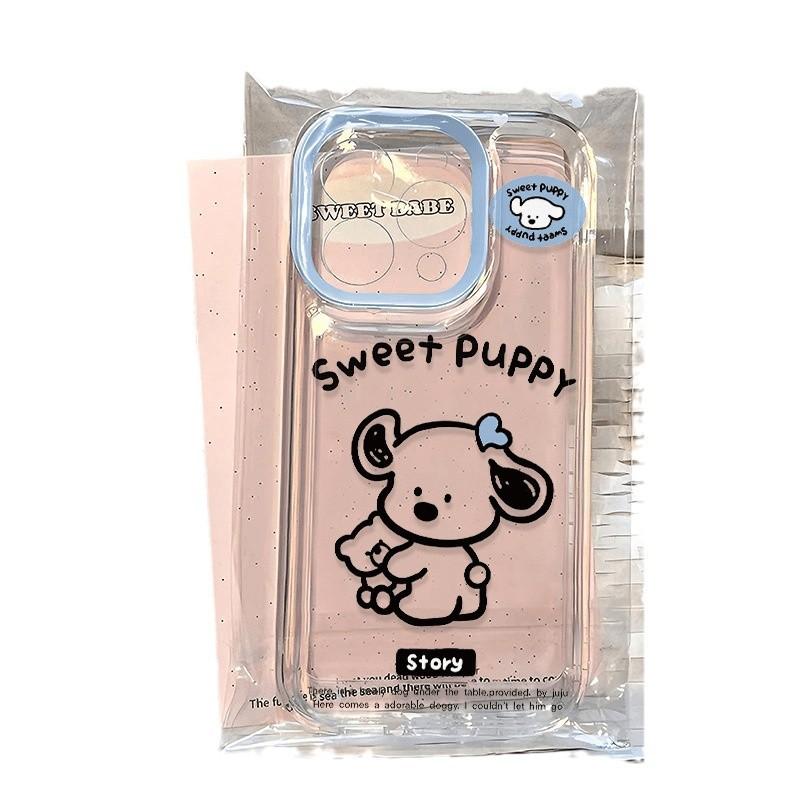 Cute Puppy Transparent Soft Case Suitable for Iphone16 Phone Case and IPhone 15 Protective Case