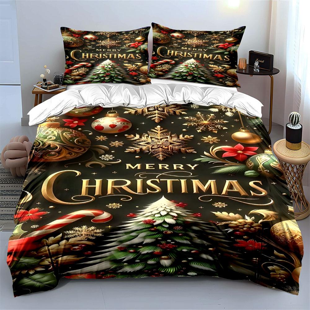 Golden festive elegance Bedding sets Duvet cover sets Duvet covers Pillowcases(1*Duvet Cover 2*Pillowcases without duvet insert)