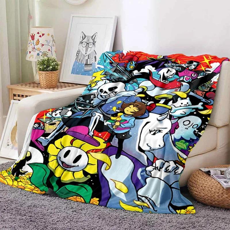 Funny U-Undertale Sans 3D Print Blanket Super Soft Warm Fleece Throw Blanket for Underground Legend Game Sofa Bed