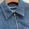 2025 Women's Summer Denim Loose Jacket with Turn-Down Collar and Zipper - Detroit Casual Style