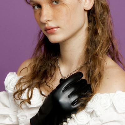 XPIER 7pearls Black Leather Glove