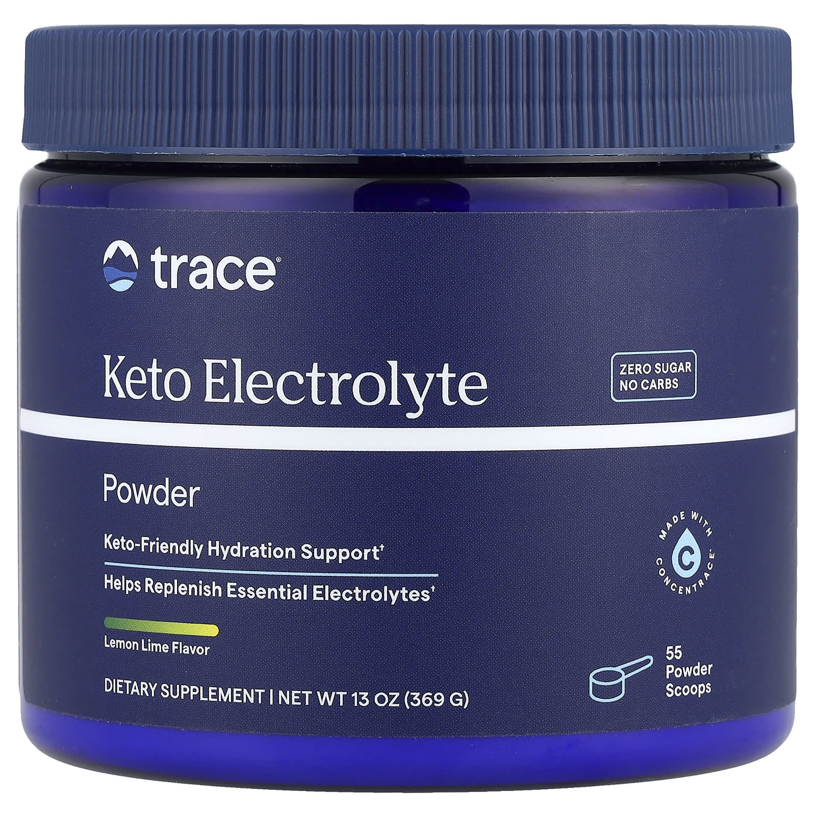 

Trace, Keto Electrolyte Powder, Sugar Free, Lemon Lime Flavor, 11.6 oz (330 g)