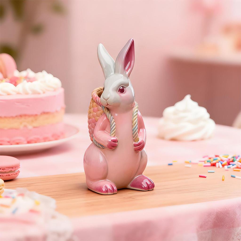 3D Easter Bunny Silicone Mold DIY Cute Animal Basket Rabbit Vase Ornaments Casting Molds Home Plaster Concrete Craft Gift Decor