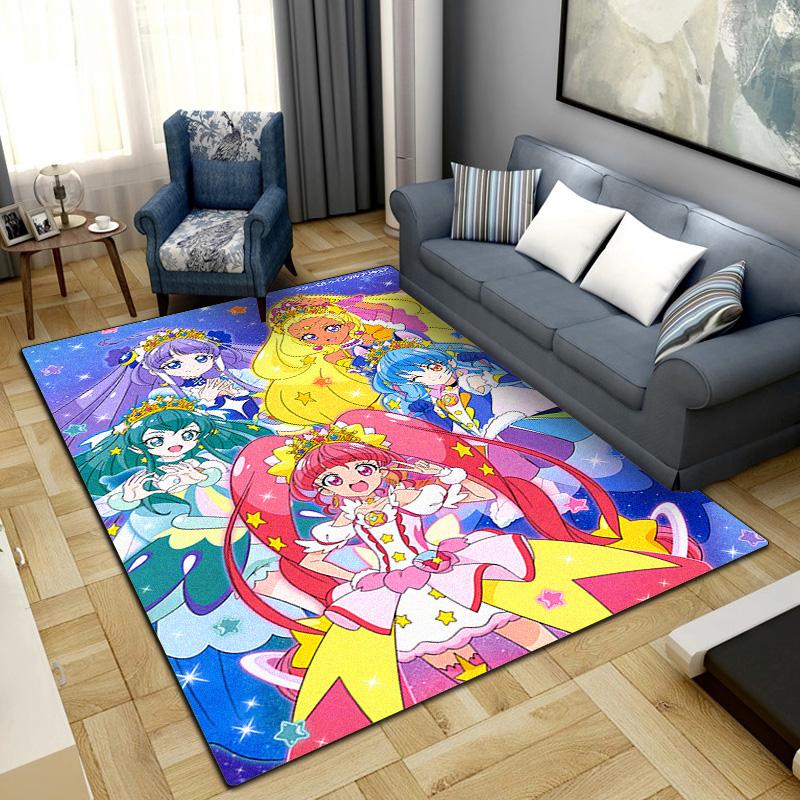 PreCure Anime Print Carpet Large Area Rug Non Slip Washable Floor Mat Bedroom Home Decor LXR86