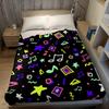 Neon Music Doodle Flannel Blanket Warm Soft Halloween Christmas Decorative Couch Warm Cozy All-Season Gift