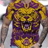 Summer Casual Men's Clothing Oversized Loose Lion Pattern Printed Short Sleeved Round Neck Fitness T-shirts