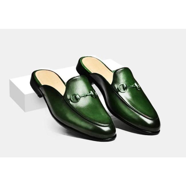 Men'S Pointed Movement Rear Empty Versatile Casual Sandals Leather Shoes Slippers