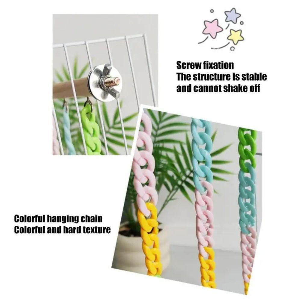 Colorful Chains Mice Rope Swing Stand Natural Wood Climbers  For Sugar Gliders Rats Hamsters