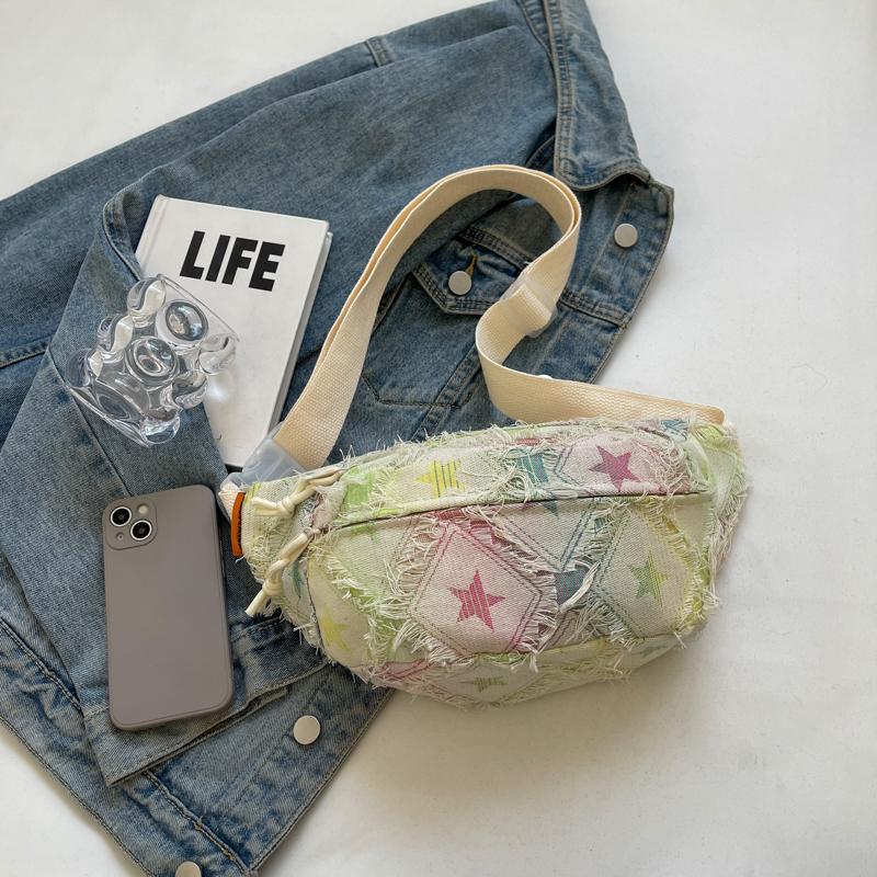 A Light Star Pattern, Fabric Shoulder Bag, Crossbody Bag, Adjustable Shoulder Strap, Stylish Color