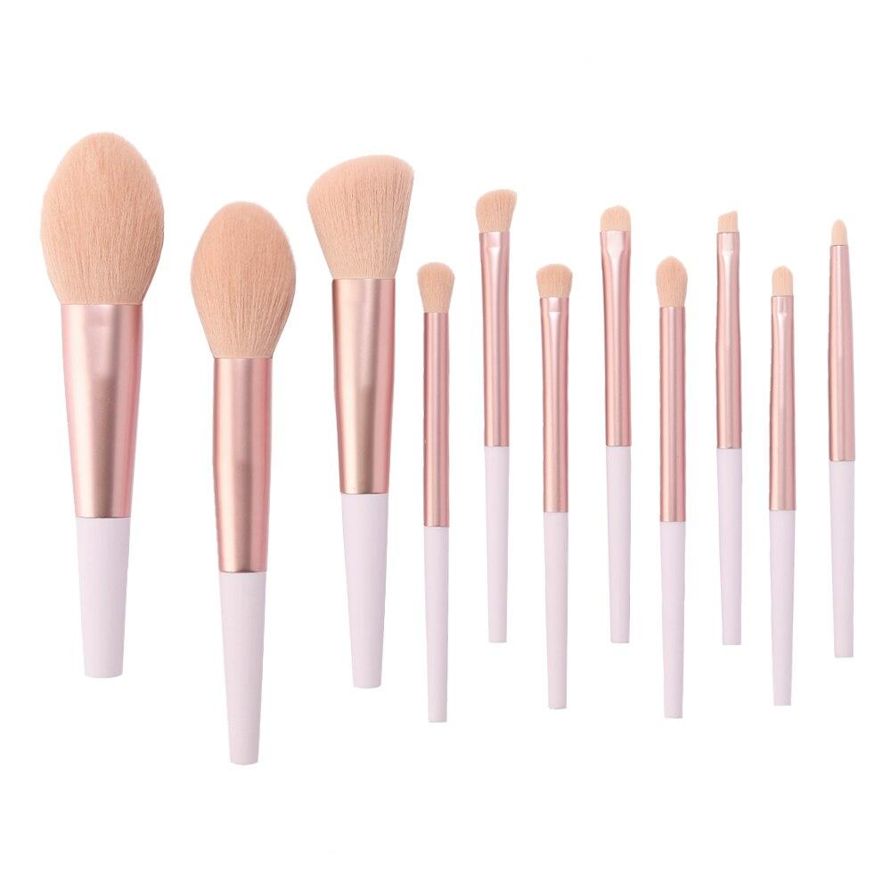 11pcs rosa pincéis de maquiagem conjuntos ferramentas cosméticos pó contorno blush lábio sombra corretivo facial base pincel kit