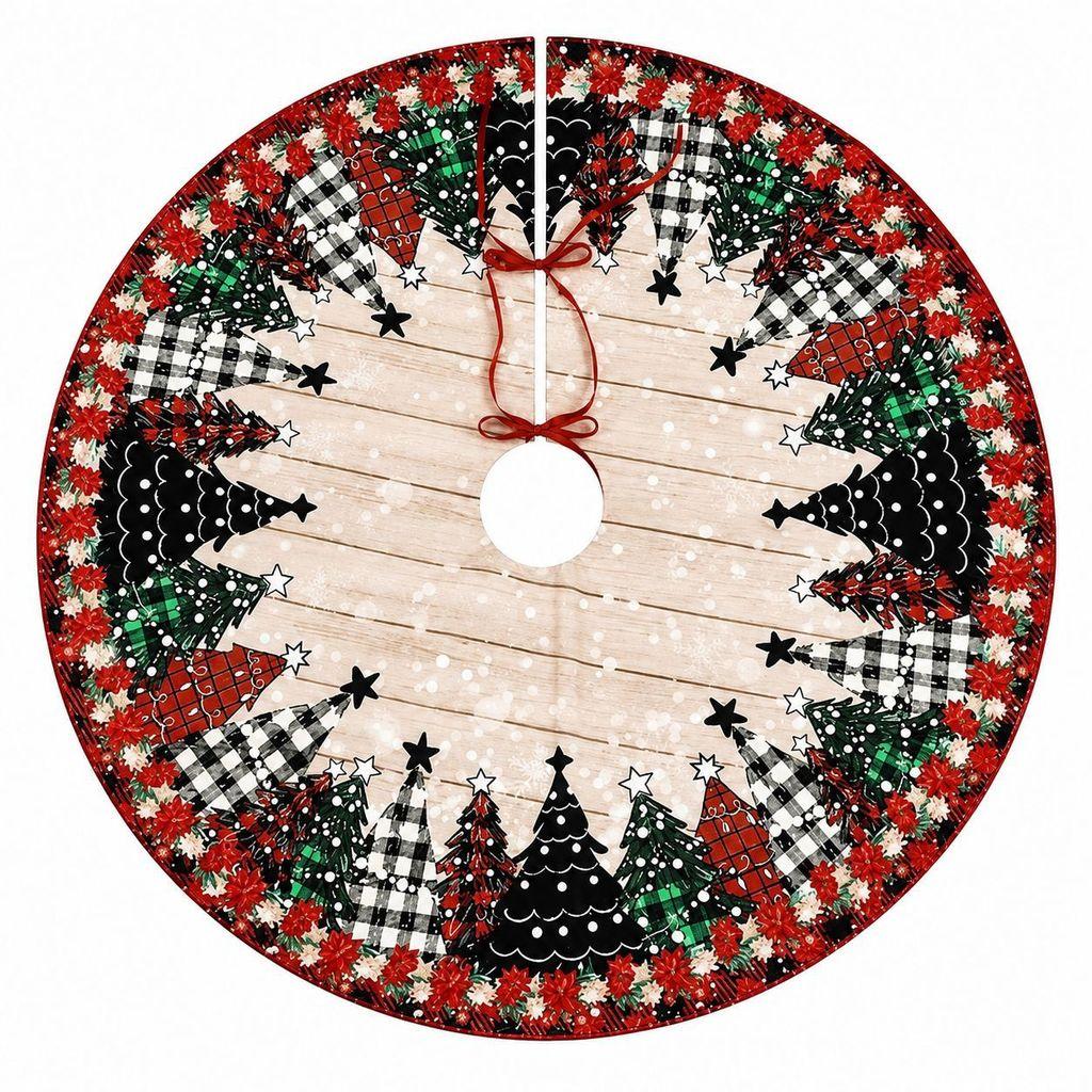 Christmas Tree Skirt Short Plush Decor With Bell Pattern For Holiday Festive Decor