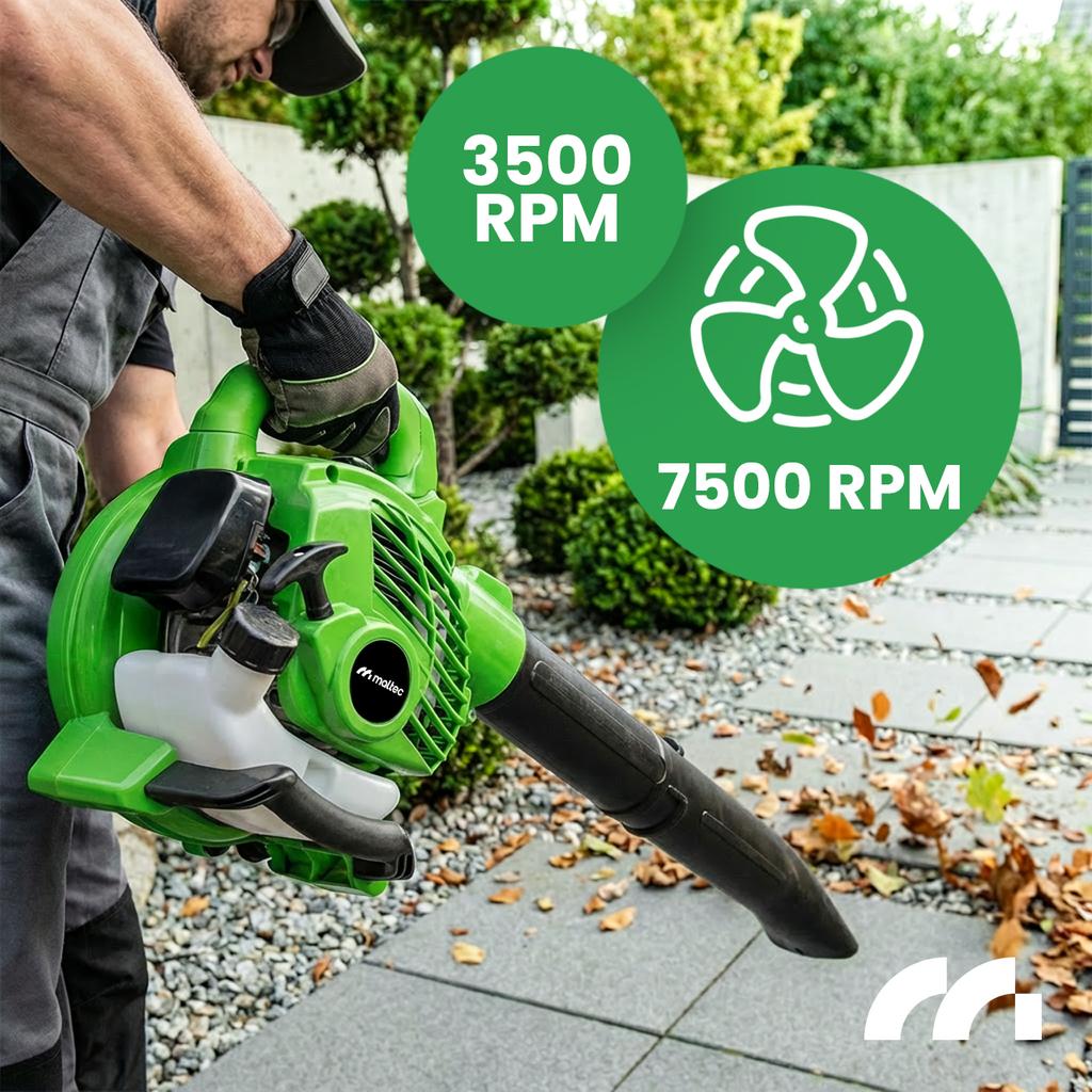 Garden Petrol Leaf Blower Vacuum Cleaner with Shredder 3-in-1 370km/h Masterblow7500w