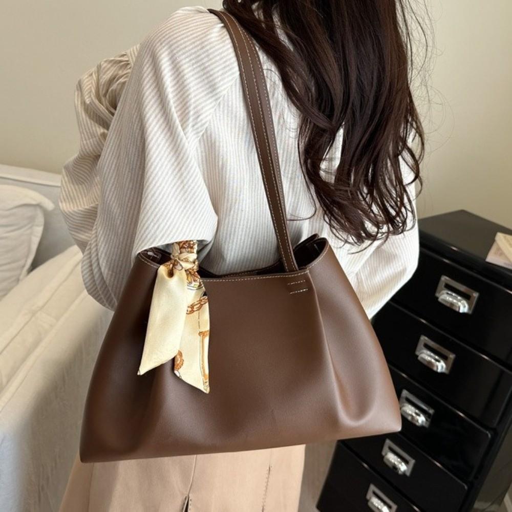 Soft Large Capacity Tote Bag Waterproof Underarm Bag Retro PU Shoulder Bag  Daily