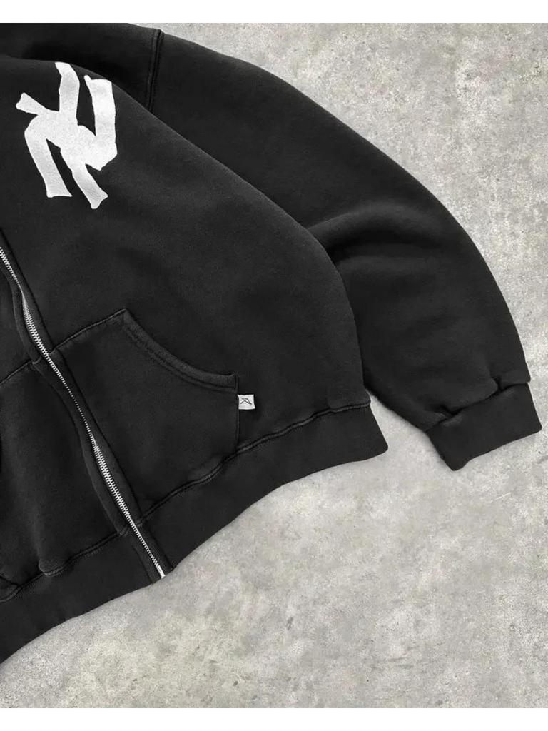 GLYDE Harajuku Retr Nový Vzor Tisk Kvetoucí Svetr Mikina s Kapucí Y2K Street Hip-Hop Ležérní Volná Mikina Párový Vrchol