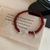 PANJBJ 925 Sterling Silver Red Agate Bead Bracelet for Women Fish Shape Retro Bead Design Versatile Jewelry Gifts Dropshipping
