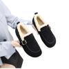 Leather plush shoes for women's winter 2025 new popular thickened warm one-pedal flat-bottomed beanie cotton shoes for women