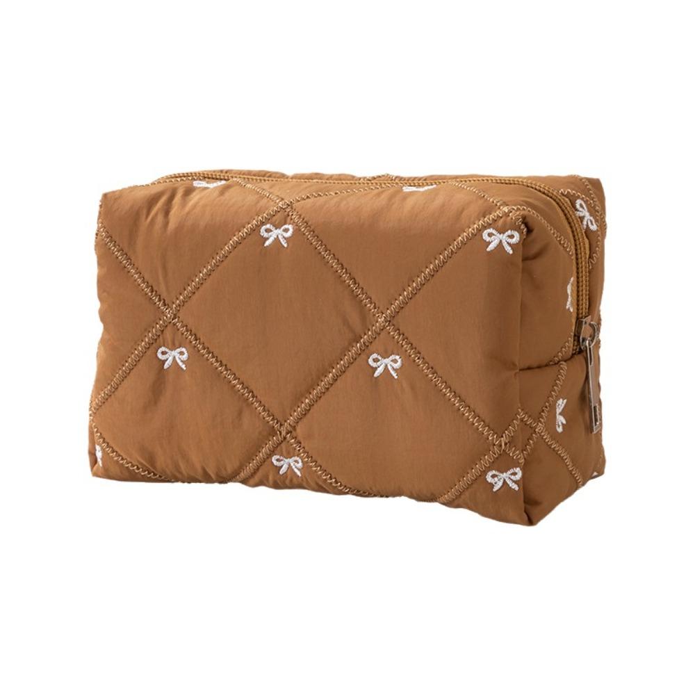 Multifunctional Bow Quilted Makeup Bag Large Capacity Women Wash Pack  Beauty Routine