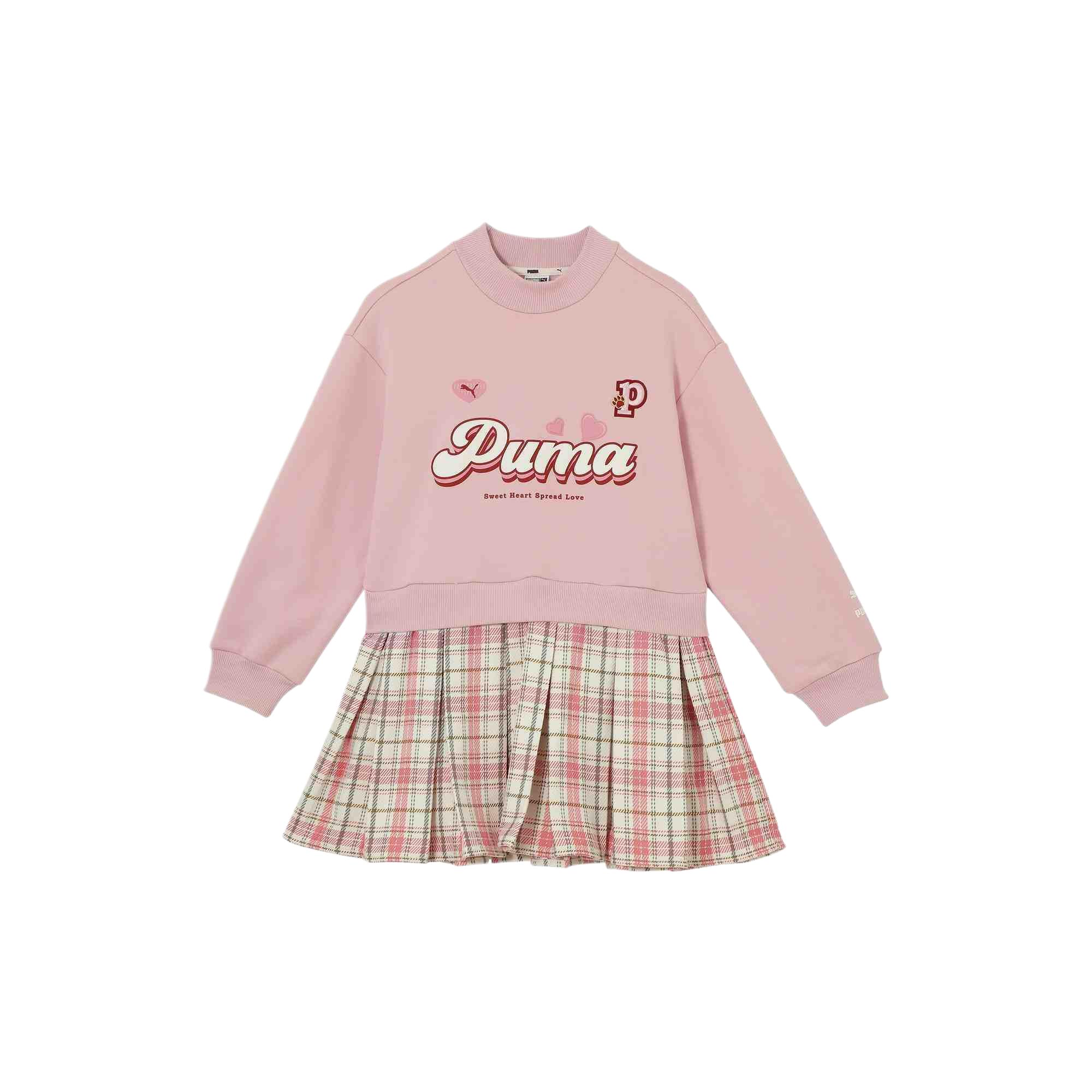 

Puma Sportstyle Dress Casual Comfortable Cute Loose Fleece Long Sleeve Dreamy Pink Kids dresses 950002-01 160